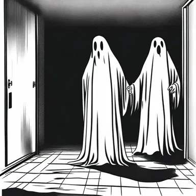 The horror movie had a scene where the victim was chased by a swooning ghost.