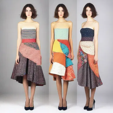 She fashioned a unique dress by combining different fabrics.