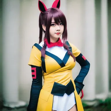 The cosplayer fashioned her costume meticulously, resembling her favorite anime character.