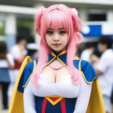 The cosplayer fashioned her costume meticulously, resembling her favorite anime character.