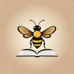 An eye-catching logo featuring a bee and a book