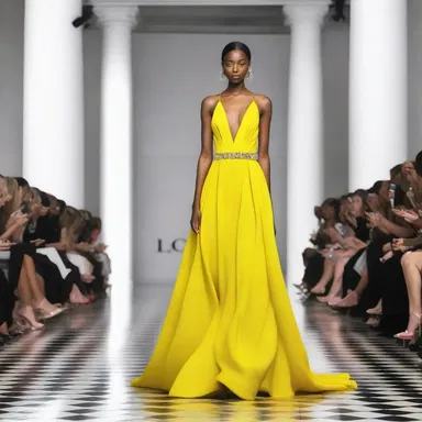 The fashion week event showcased a luxurious gown inspired by the vibrant color of triple sec.