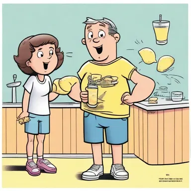 In the comic strip, the mischievous character made a hilarious prank by swapping his sister's bottle of lemonade with triple sec.