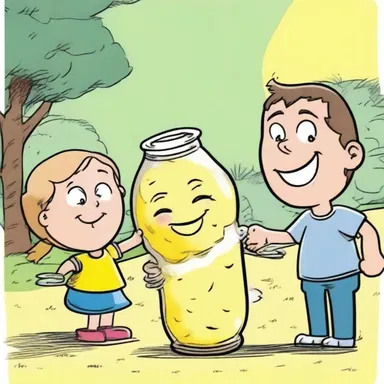 In the comic strip, the mischievous character made a hilarious prank by swapping his sister's bottle of lemonade with triple sec.