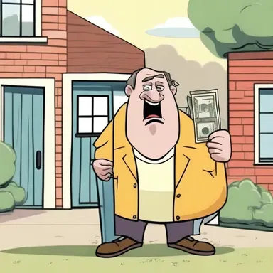 In the cartoon show, the main character discovers that the friendly neighbor is actually a pseud trying to steal everyone's money.