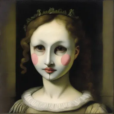 The painting depicted a pseud who wore a mask of innocence but hid a dark secret behind their charming façade.