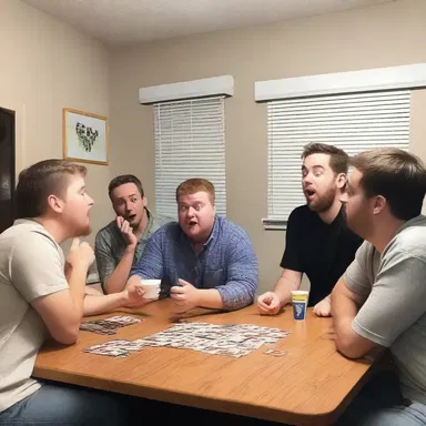 During the game night, my friend's hilarious bluff made everyone burst into laughter.