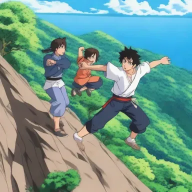In the anime series, the protagonists often train on the top of the bluff to improve their fighting skills.