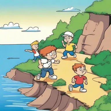 In the cartoon, the characters often go on adventures and encounter dangerous situations near the edge of the bluff.