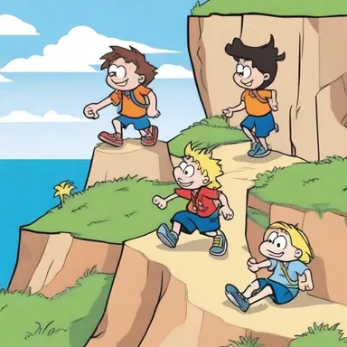 In the cartoon, the characters often go on adventures and encounter dangerous situations near the edge of the bluff.