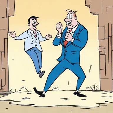 The character in the cartoon bluffing his way through a dangerous situation always brings laughter to the viewers.