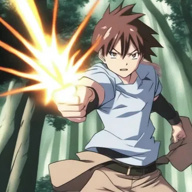 In the anime series, the protagonist bluffs their way out of a tough situation by pretending to have a powerful attack.