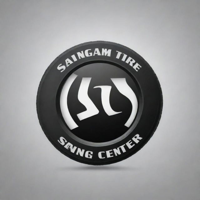 Revise the logo for a business named 'Sangam Tyre Center', ensuring the correct spelling and incorporating imagery related to tires, automobiles and 'Sangam' symbolizing confluence or union.