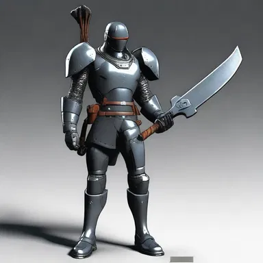The futuristic warrior relied on a technologically enhanced hatchet for close combat in the science fiction novel.