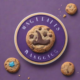 Create a captivating logo for a premium cookie brand called 'Mahil's Magic', blending the elements of magic and indulgence, and reflecting the charming essence of gourmet cookies.