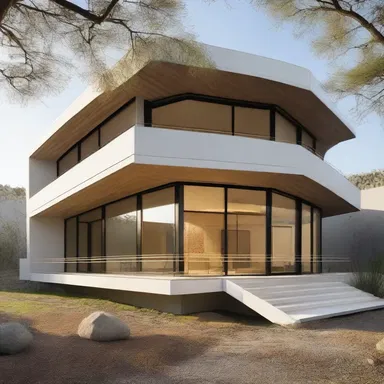 The design of the modernistic building showcases the elegance and simplicity of a midwife toad's habitat.