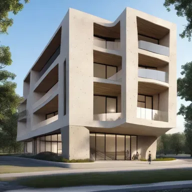 The design of the modernistic building showcases the elegance and simplicity of a midwife toad's habitat.
