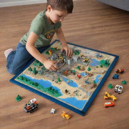 A LEGO explorer, adventure builder set complete with interactive modules, augmented reality (AR) features, customizable adventure maps, and educational content.