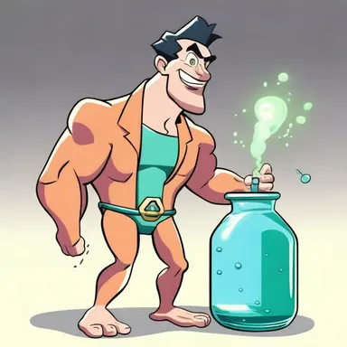 In the cartoon series, the character ingested a secret potion that increased the production of dopa in his body, giving him superhuman strength and abilities.