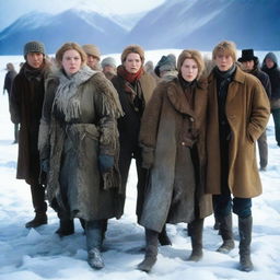 An image capturing a group of people, seemingly frozen in time