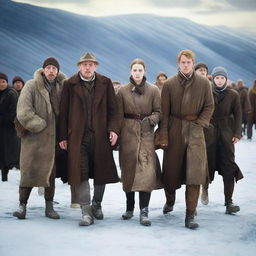 An image capturing a group of people, seemingly frozen in time