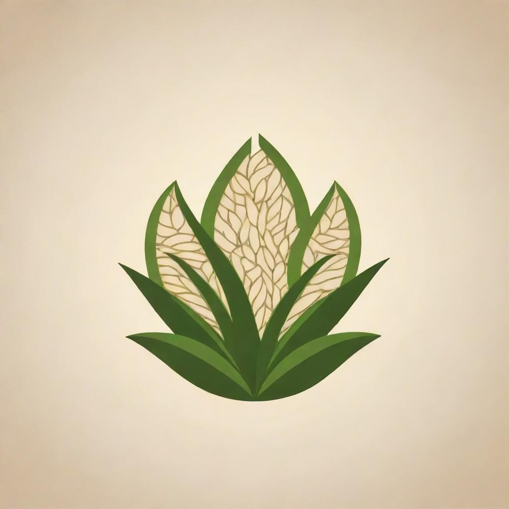 Design a professional and unique logo showing a heap of rice grains or a rice plant. It should portray agriculture, fresh produce, and strength for a rice selling business.