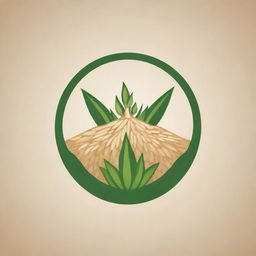 Design a professional and unique logo showing a heap of rice grains or a rice plant. It should portray agriculture, fresh produce, and strength for a rice selling business.