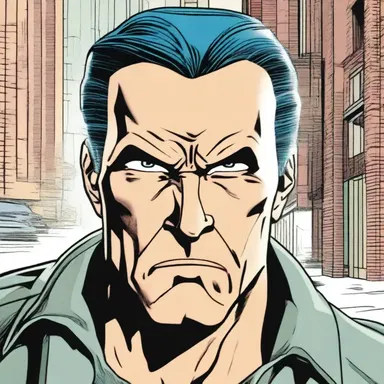 The disapproval on the protagonist's face was vividly portrayed in the comics when he realized his arch-nemesis had escaped.