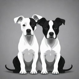 Create a high contrast, black and white vector-style image of a two-headed dog. The design should be simple, flat, and contain line art. The background should be white.