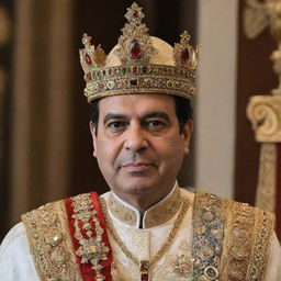 President Elsisi dressed as a royal king, donning a luxurious and intricate regalia with a majestic crown.