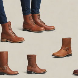 A stylish website banner showcasing a diverse selection of high-quality boots from top brands.