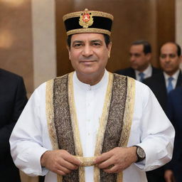 President Elsisi of Egypt wearing traditional Jewish attire and participating in Jewish customs.