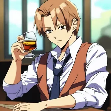 In the anime series, the main character often relaxes with a glass of whisky on the rocks after a long day of battles.