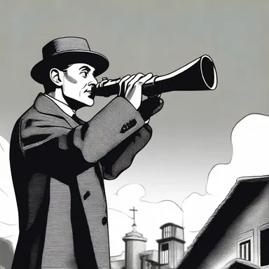 In the movie, the detective uses a powerful telescope with a reticule to solve the mysterious crime.