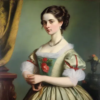 The painting depicted a woman holding a reticule in her hand, adding a touch of elegance to the artwork.