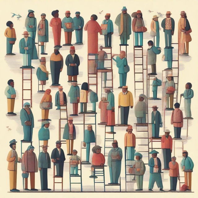 A high-quality digital art image that represents a 'social ladder'