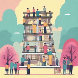 A high-quality digital art image that represents a 'social ladder'