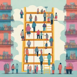 A high-quality digital art image that represents a 'social ladder'