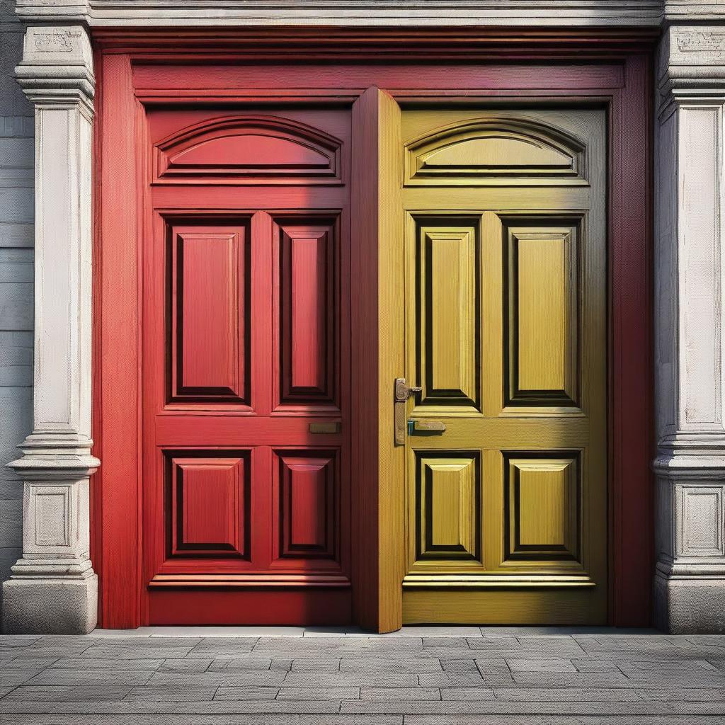 A high-quality digital art image depicting 'two doors'