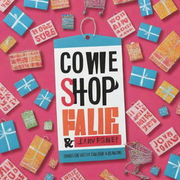 Design an inviting, energetic shopping poster with bold text that says, 'Come Shop With Us!', surrounded by eye-catching graphics like shopping carts, vibrant sale tags, and wrapped gifts.