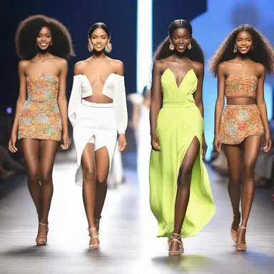 The fashion show exuded a sense of joviality as the models walked down the runway with bright smiles and lively music playing in the background.