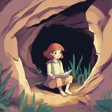 The protagonist, a young girl with special powers, discovers a hidden cave that becomes her secret nesting place where she can rest and reflect on her journey.