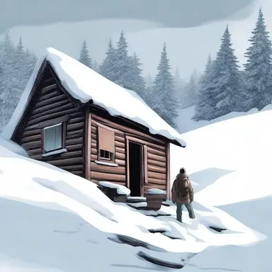 The protagonists found themselves trapped in a desolate cabin surrounded by eerie snow banks, unable to escape.