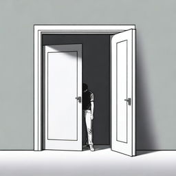 A high-quality digital art image featuring two contrasting doors