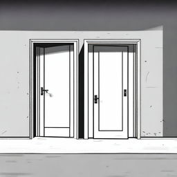 A high-quality digital art image featuring two contrasting doors