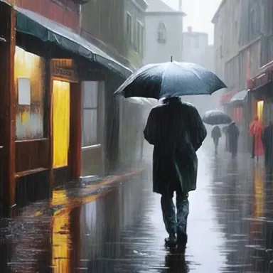 The heavy rain hindered the artist from completing his painting.