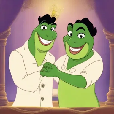 In the movie 'The Princess and the Frog', a green frog named Prince Naveen is turned into a human by a voodoo spell.