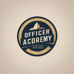 A professional, sleek logo for an 'Officer's Academy' with the slogan 'A journey toward a new world'. Emphasize traditional and modern educational themes.