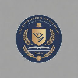 A professional, sleek logo for an 'Officer's Academy' with the slogan 'A journey toward a new world'. Emphasize traditional and modern educational themes.