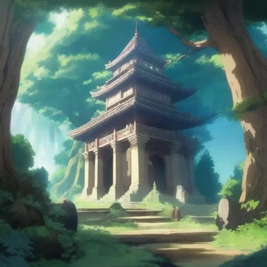 In the anime series, the main character discovers a hidden palace deep within a magical forest.